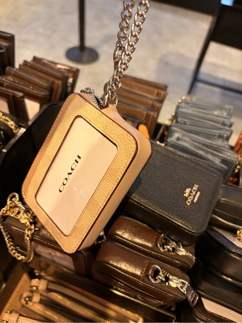 Coach Leather Zip chain card coin Wallets - with chain and card slots new